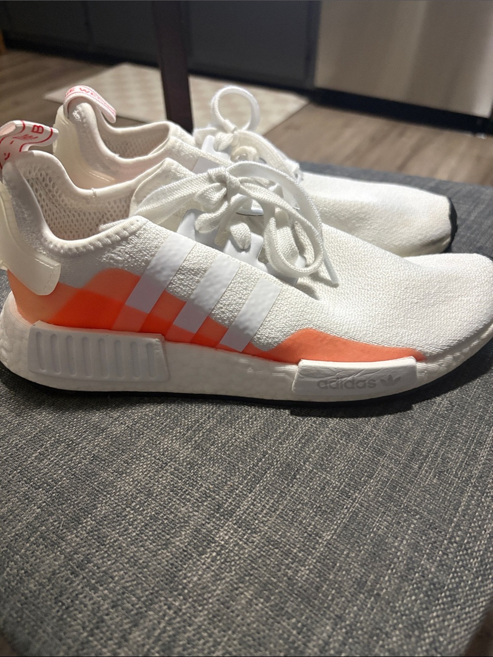 Adidas White & Orange NMD R1 Sneakers - Picture 1 of 4